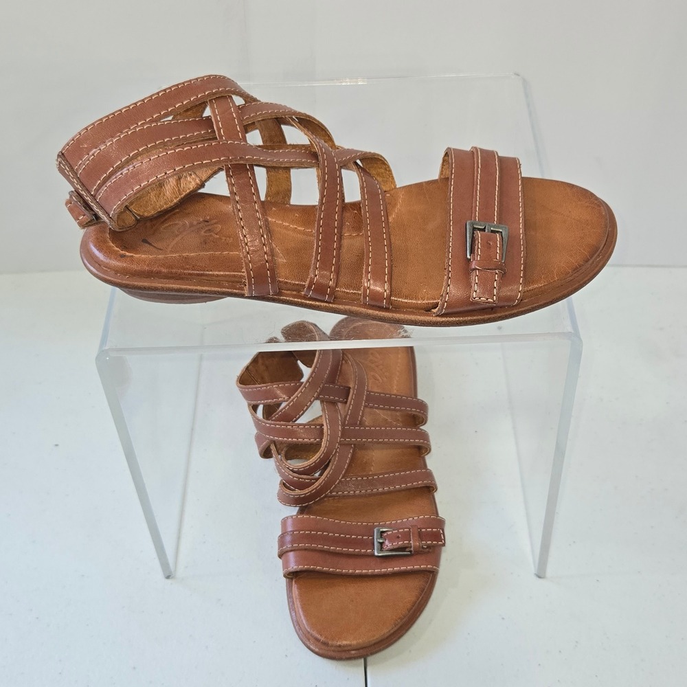 Naya Brown Leather Strappy Gladiator Flat Sandals Womens Size 6M 47275201